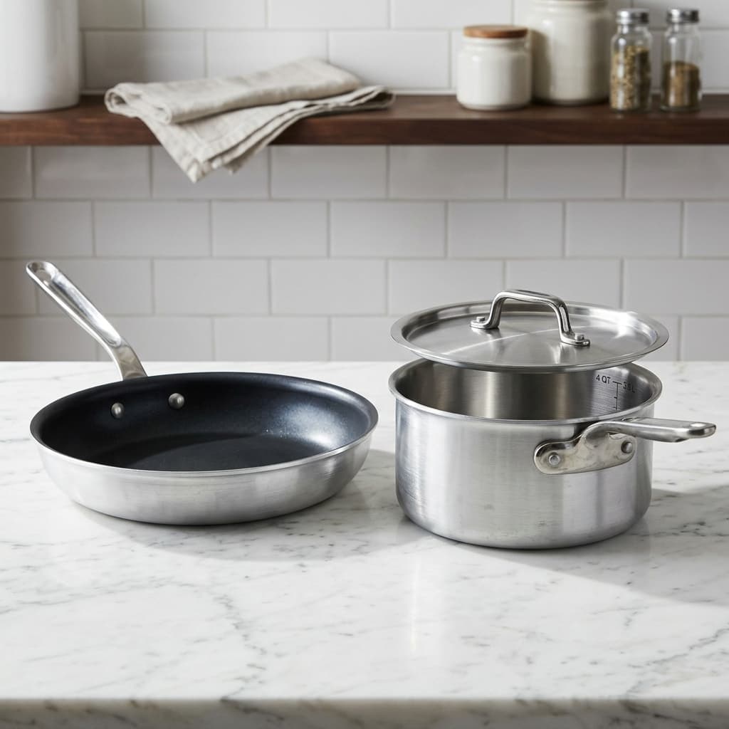 Commercial Aluminium Frying Pan & Sauce Pan Duo
