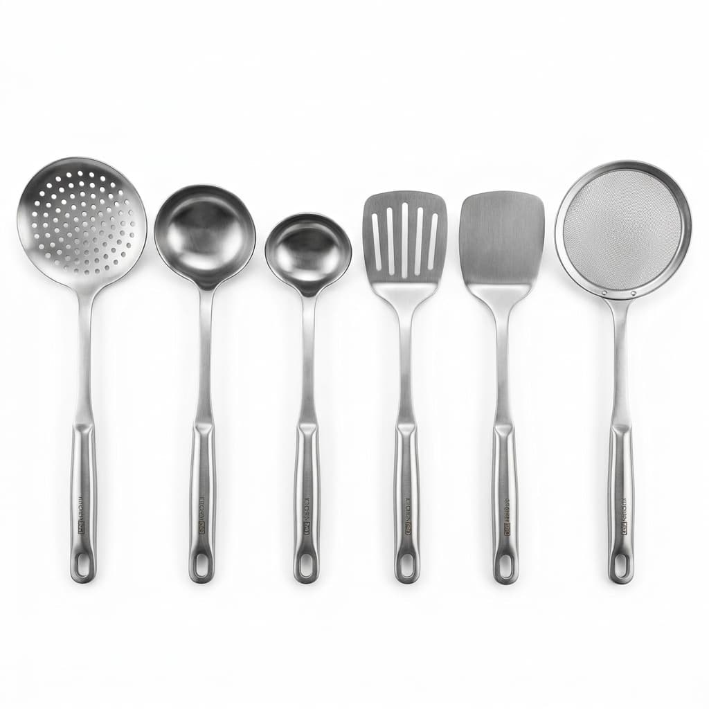 Commercial Heavy-Duty Stainless Steel Ladle & Skimmer Set